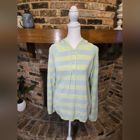 Ann Taylor LOFT Size L Stripe Sweater Hoodie - Picture 2 of 7